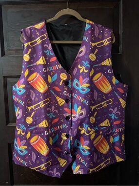 GRAJTCIN Mardi Gras vest Ft A vibrant, carnival theme